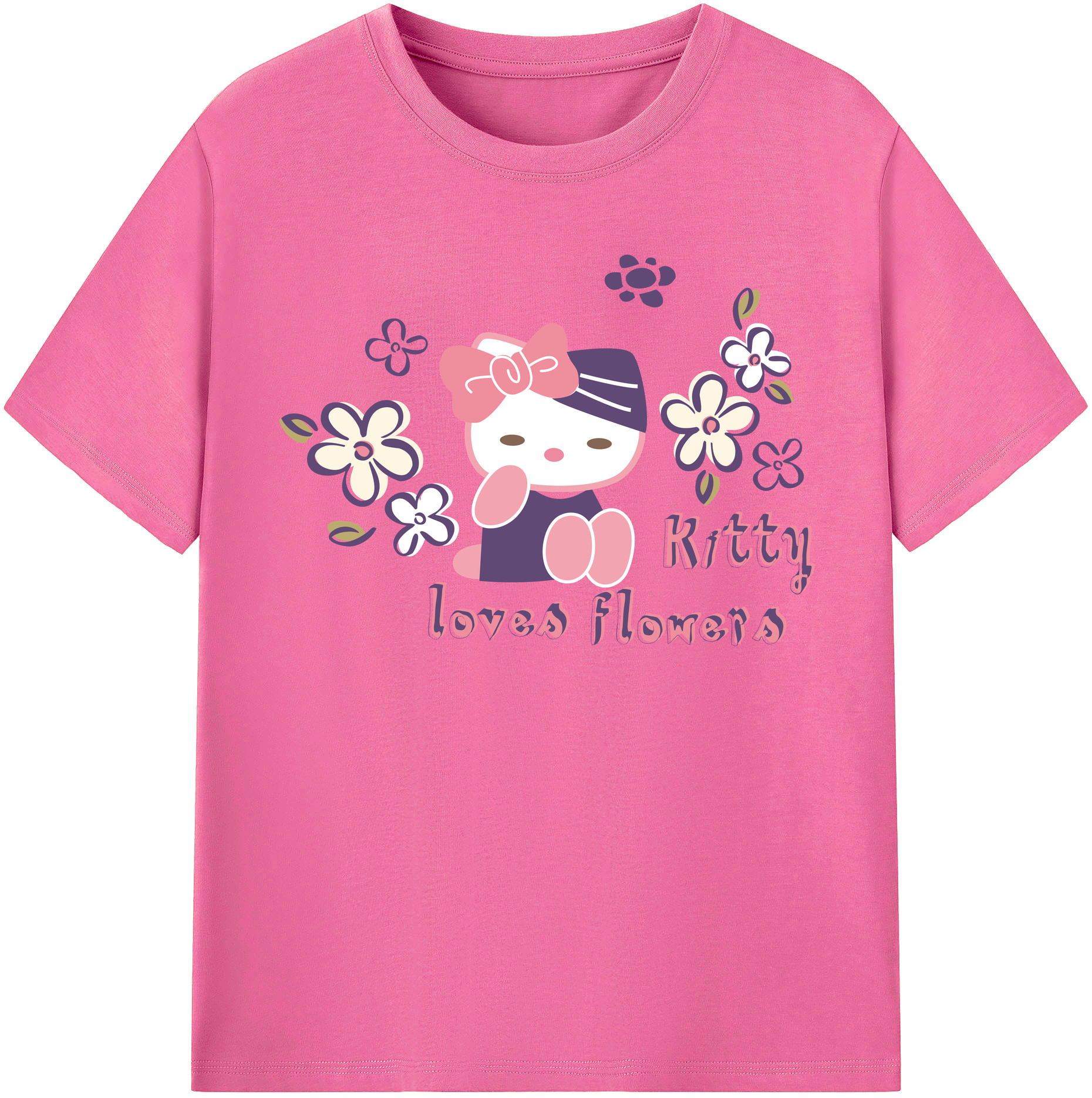 （画像用） Hello Kitty ハローキティ レディースカジュアルプリントTシャツ（綿100％）